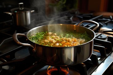 bubbling pot of soup on a stove