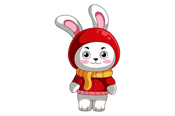 Cute Bunny Character Design Illustration