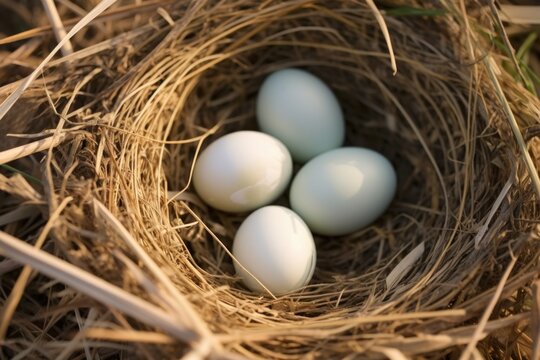 close-up of an unfertilized birds nest