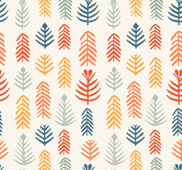 Fototapeta na wymiar Scandinavian simple forest tree, vector seamless pattern. Modern design for textile fabric