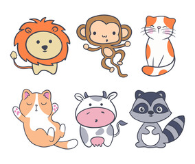 collection of lovely hand-drawn animals