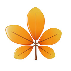 3d Autumn leaf. Golden fall. Season decoration. icon isolated on gray background. 3d rendering illustration. Clipping path.