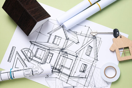 House design concept, top view, flat lay.