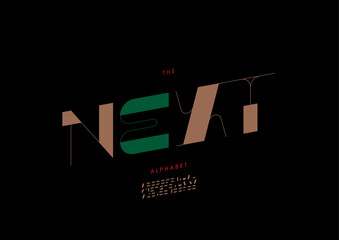 Vector of stylized modern font and alphabet