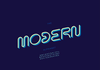 Vector of stylized modern font and alphabet