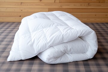 Fototapeta na wymiar down comforter folded neatly on a clean surface