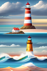 seamless pattern with lighthouses