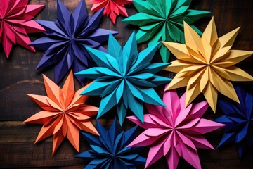 folding decorative paper stars from colorful paper