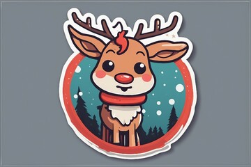 Fototapeta premium christmas reindeer with sign,generative ai