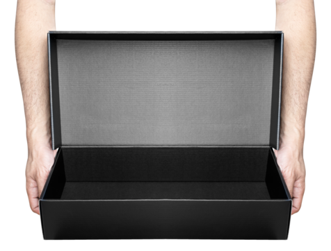 Hand hold open black box