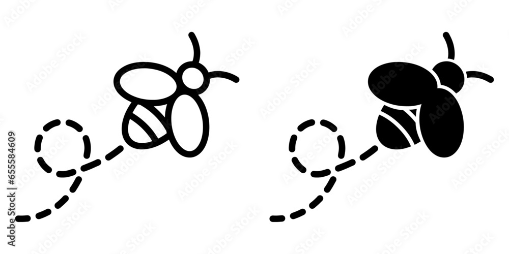 Fototapete ofvs474 outlinefilledvectorsign ofvs - flying bee vector icon . honey bee sign . isolated transparen
