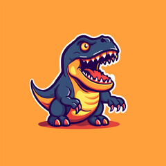 Cute tyrannosaurus rex mascot logo design. vector illustration.