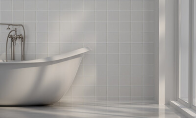 Contemporary bathroom. classic white vintage interior design, 3d render