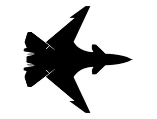 Fighter jet silhouette vector art white background