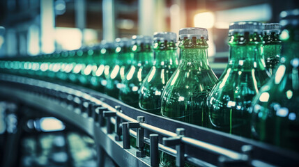Large industrial beverage bottling line