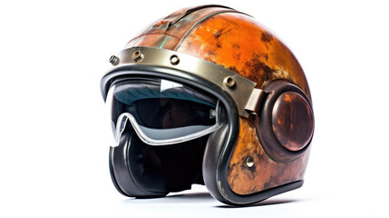 A vintage helmet isolated on white background. Generative Ai