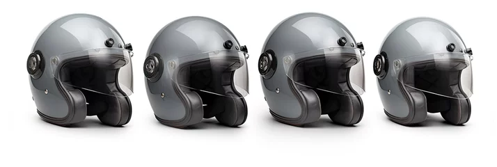  Set of new grey vintage helmet isolated on white background. Generative Ai © tong2530