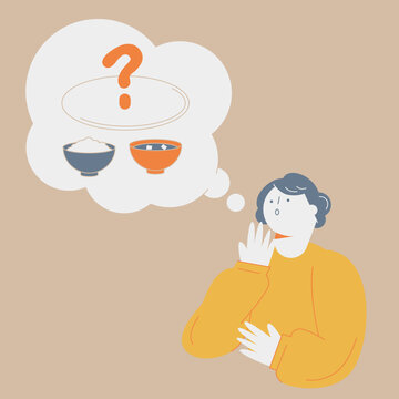 recommend clip art: A woman tries to remember the menu she ate yesterday.
