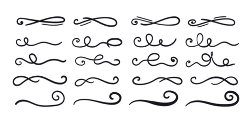 Foto op Canvas Swoosh and swoops double underline typography tails shapes. Brush drawn thick curved smears. Hand drawn collection of curly swishes, swashes, squiggles. Vector calligraphy doodle swirls. © Анастасия Красавина