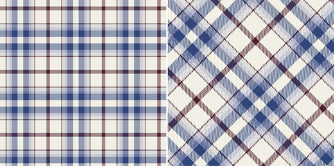 Vector checkered pattern or plaid pattern in blue, bw and brown. Tartan, textured seamless twill for flannel shirts, duvet covers, other autumn winter textile mills.
Vector Format