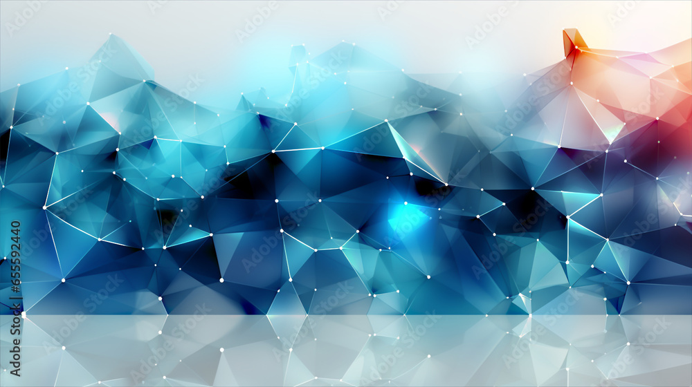 Poster abstract blue background. network connection structure. grid. ai generated