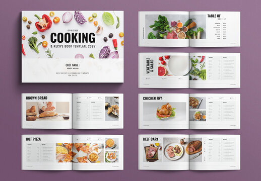Cooking and Recipe Book Cookbook Template Landscape