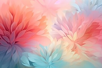 Colorful flower background with dreamy gradient, surreal flowers. Delicate pastel shades. Illustration. Generative AI