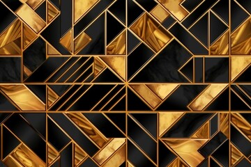 Geometric gold pattern for luxury backdrop and web design. Generative AI