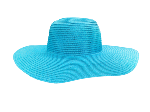 Blue beach straw hat isolated PNG transparent - Powered by Adobe