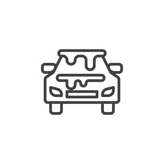 Snowy car line icon