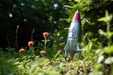 toy rocket prepared for an imaginary launch