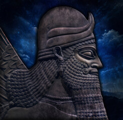 Anunnaki Sumerian God - obrazy, fototapety, plakaty