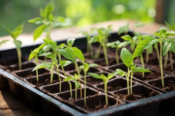seedlings in a tray ready for a tree-planting event