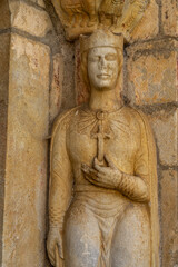 Fototapeta na wymiar Saint Helena, mother of Emperor Constantine, north door, basilica Saint-Just de Valcabrère, 12th century, Comminges, French Republic, Europe