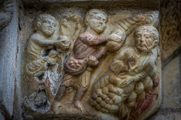 stoning of st. stephen, north door, basilica Saint-Just de Valcabrère, 12th century, Comminges, French Republic, Europe