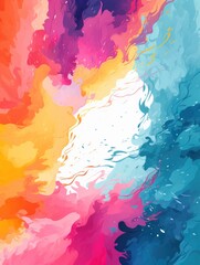 Generative AI picture image of abstract colorful rainbow color painting illustration made of watercolor splashes with copy space.