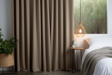 close up of blackout curtains in a bedroom