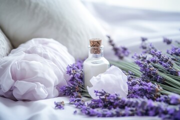 Obraz na płótnie Canvas lavender sachets near a white pillow