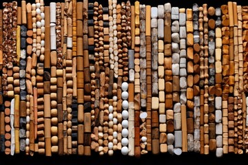a collection of cigarette ends arranged in sequence