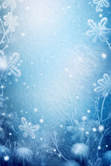 Fototapeta na wymiar Beautiful abstract winter christmas background with snowflakes and plants in hoarfrost