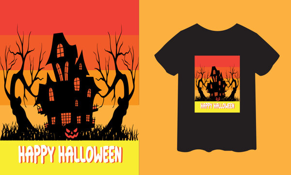 halloween background with pumpkin and t-shirt design