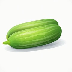 Fresh green cucumber in white background. Vector illustration