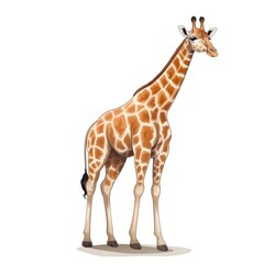 Giraffe standing tall. Vector illustration.