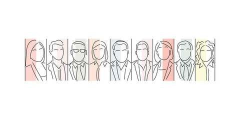 Line art vector of group of executive people. Business people illustration