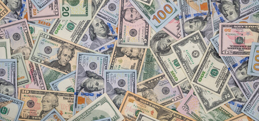 Lots of paper usd dollar bank notes as background