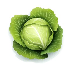 Fresh green cabbage in white background. vector illustration