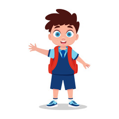 Obraz premium Happy child schoolboy in school uniform