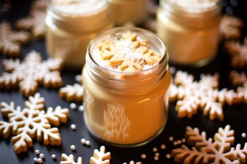 Obraz na płótnie Canvas glass jar housing sugar cookies with snowflake icing