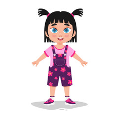 illustration of cute girl isolated on white