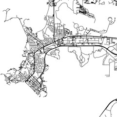 Obraz premium 1:1 square aspect ratio vector road map of the city of Darwin center in Australia with black roads on a white background.